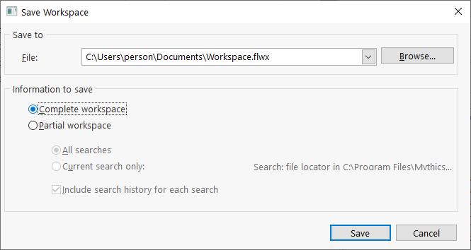 SaveWorkspace